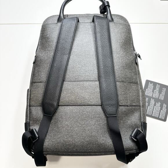 TUMI Varek Hudson Leather Backpack In Gray Black Textured Material - Picture 6 of 13